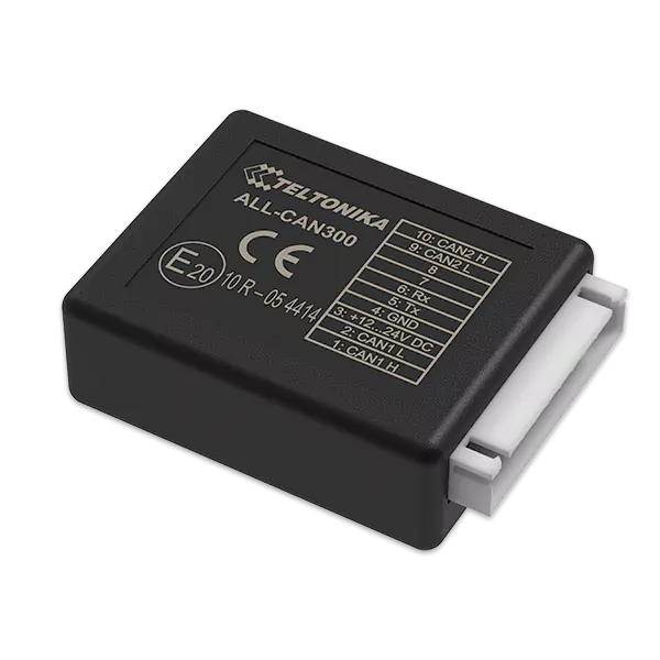 ALL-CAN300
Ο αντάπτορας ALL-CAN300 δίνει πρόσβαση στα δεδομένα CAN bus και μπορεί να σας παρέχει ένα ευρύ φάσμα δεδομένων που μπορούν να χρησιμοποιηθούν για τη μείωση του κόστους λειτουργίας, τη βελτίωση της ασφάλειας του οδηγού, τον εξ ορθολογισμό των διαδικασιών συντήρησης και την υποστήριξη της περιβαλλοντικής ευθύνης.
Υποστηρίζονται περισσότερα από 2500 διαφορετικά μοντέλα οχημάτων – φορτηγά, λεωφορεία, ελαφρά οχήματα, γεωργία, κατασκευές και άλλα ειδικά μοντέλα μεταφοράς, και αυτός ο αριθμός αυξάνεται συνεχώς. Η Teltonika Telematics παρέχει σχέδια καλωδίωσης για κάθε υποστηριζόμενο όχημα, γεγονός που συμβάλλει στην ομαλότερη και ταχύτερη εγκατάσταση.
